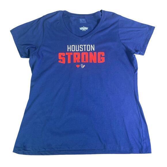 NFL Pro Line Fanatics Texans Women's‎ Navy Houston Strong V-Neck Shirt Sz XL NWT - Picture 7 of 10